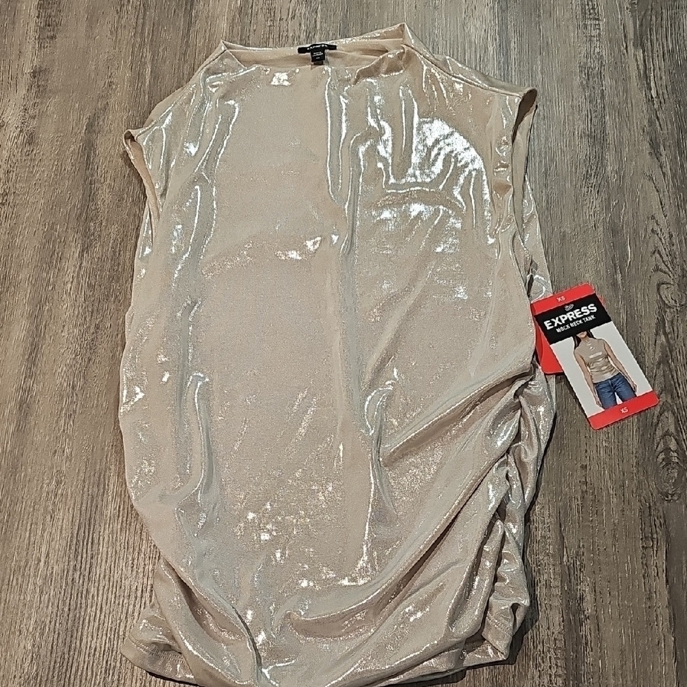 Express Metallic Beige Blouse